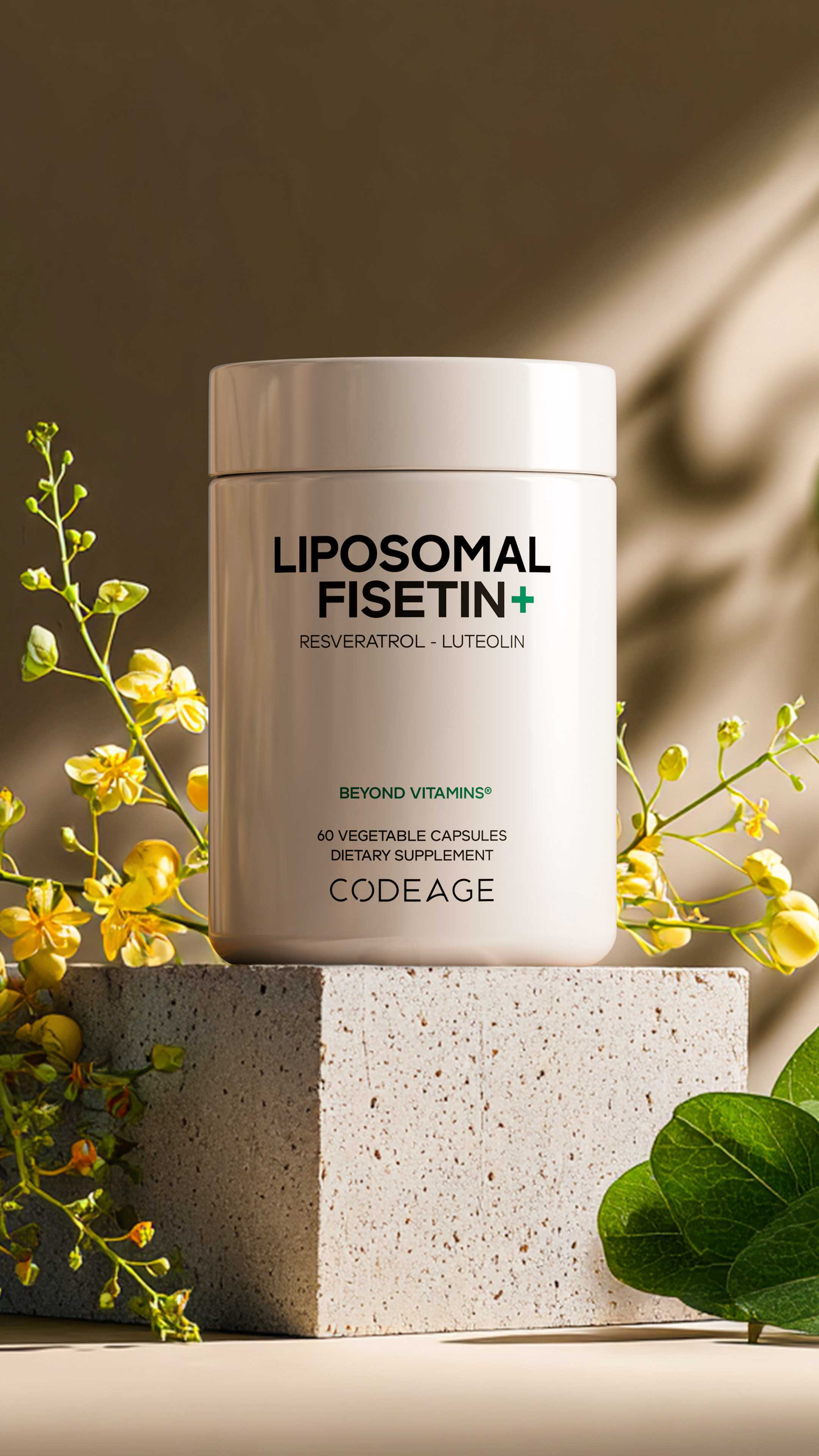 Codeage Liposomal Fisetin+ supplement with resveratrol and luteolin.