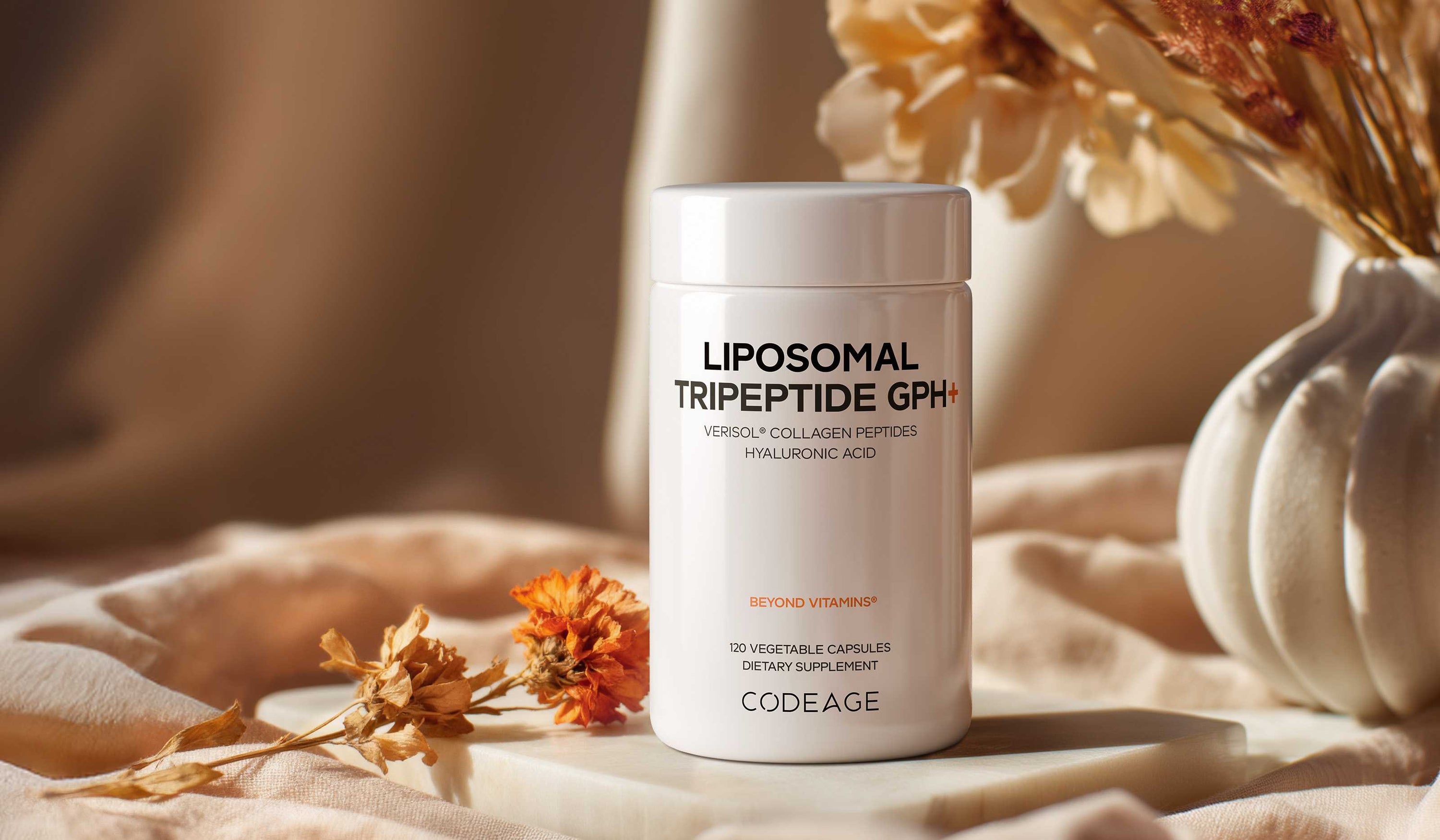 Codeage Liposomal Tripeptide GPH+ with VERISOL® hydrolyzed collagen peptides, a GPH tripeptide, and hyaluronic acid 