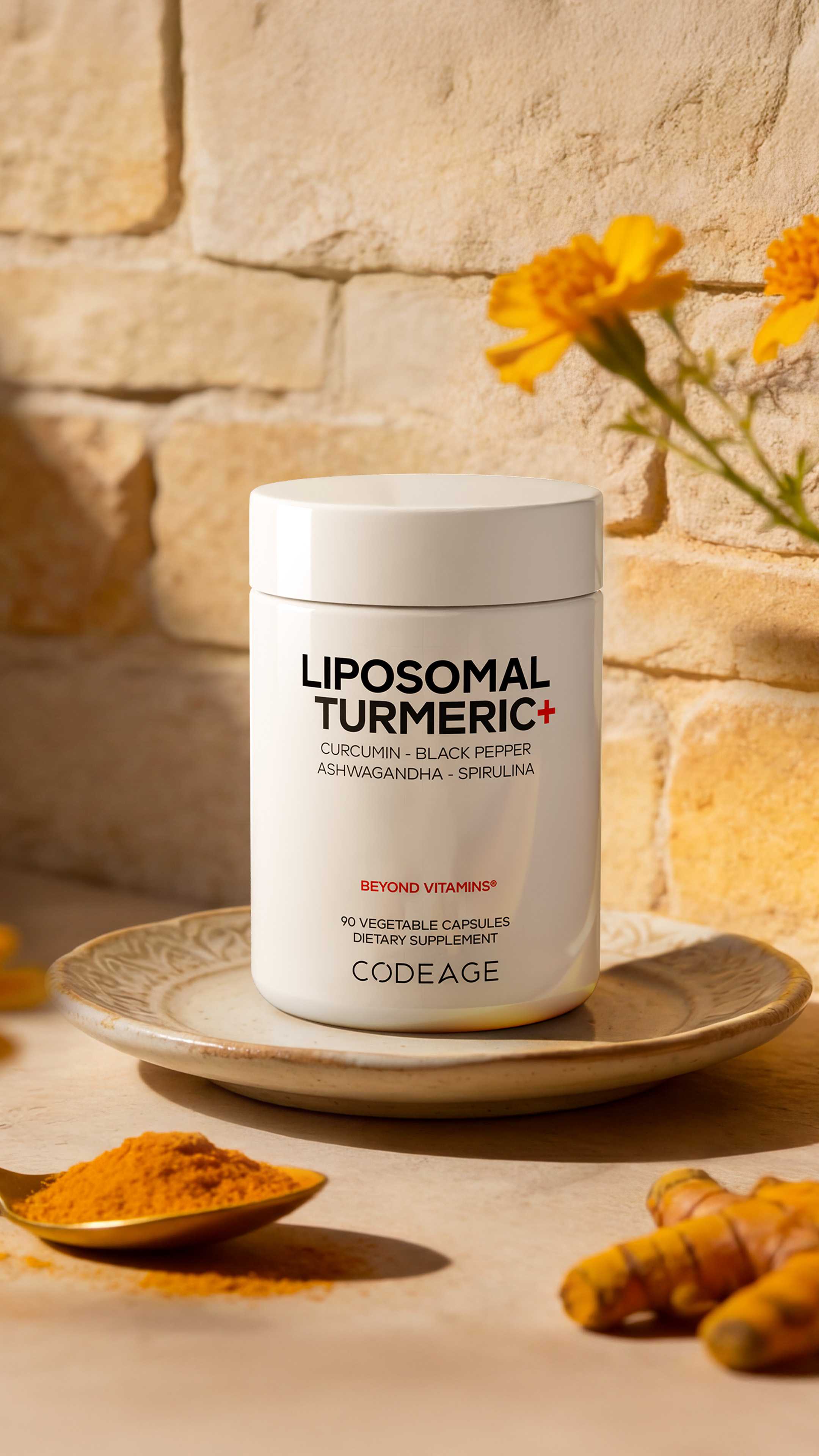 Codeage Liposomal Turmeric Supplement Capsules, Curcumin and Spirulina