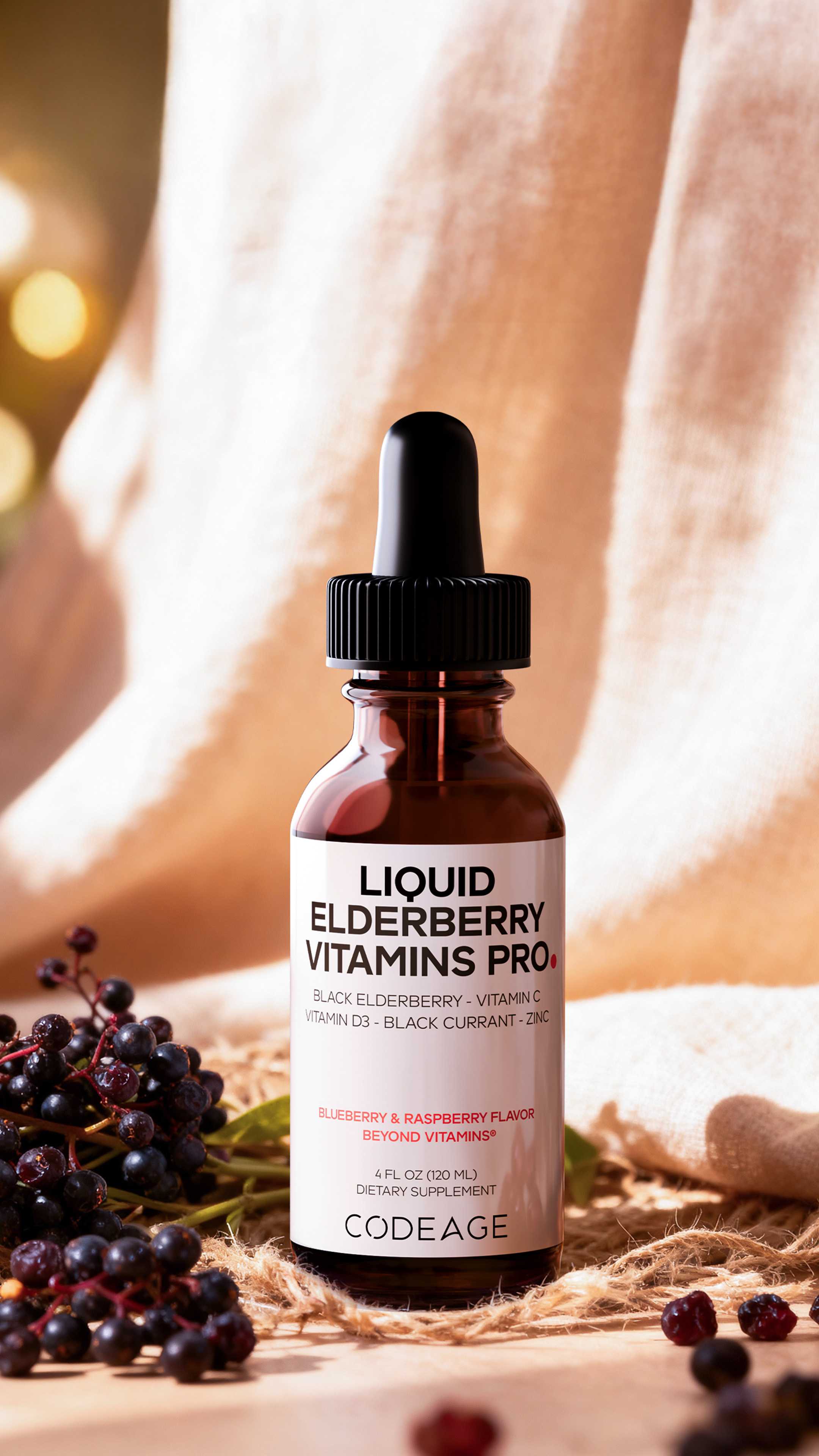 Codeage Organic Black Elderberry Liquid Syrup - Black Sambucus