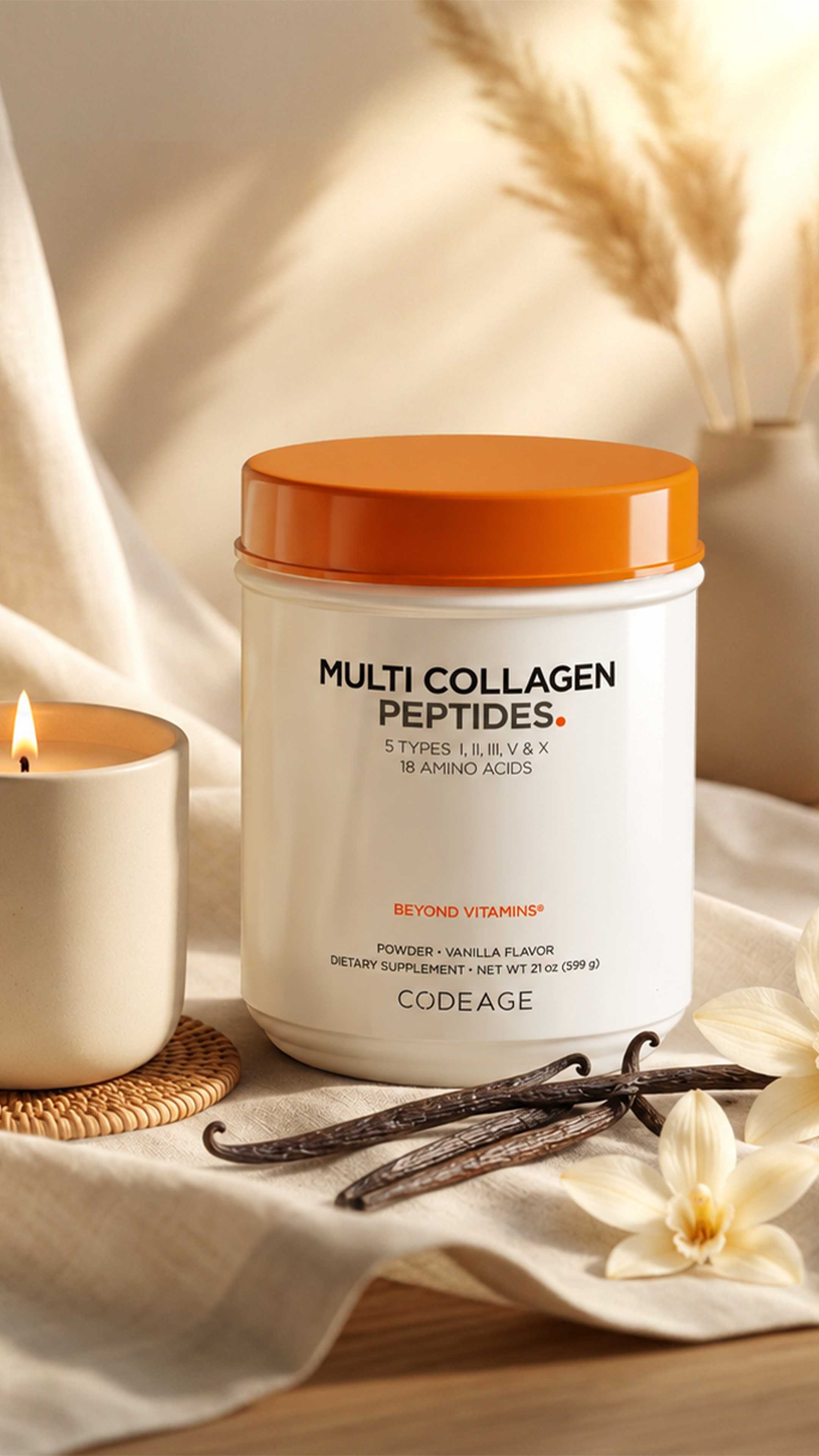 Codeage Multi Collagen Peptides Powder Vanilla Flavor 21 oz
