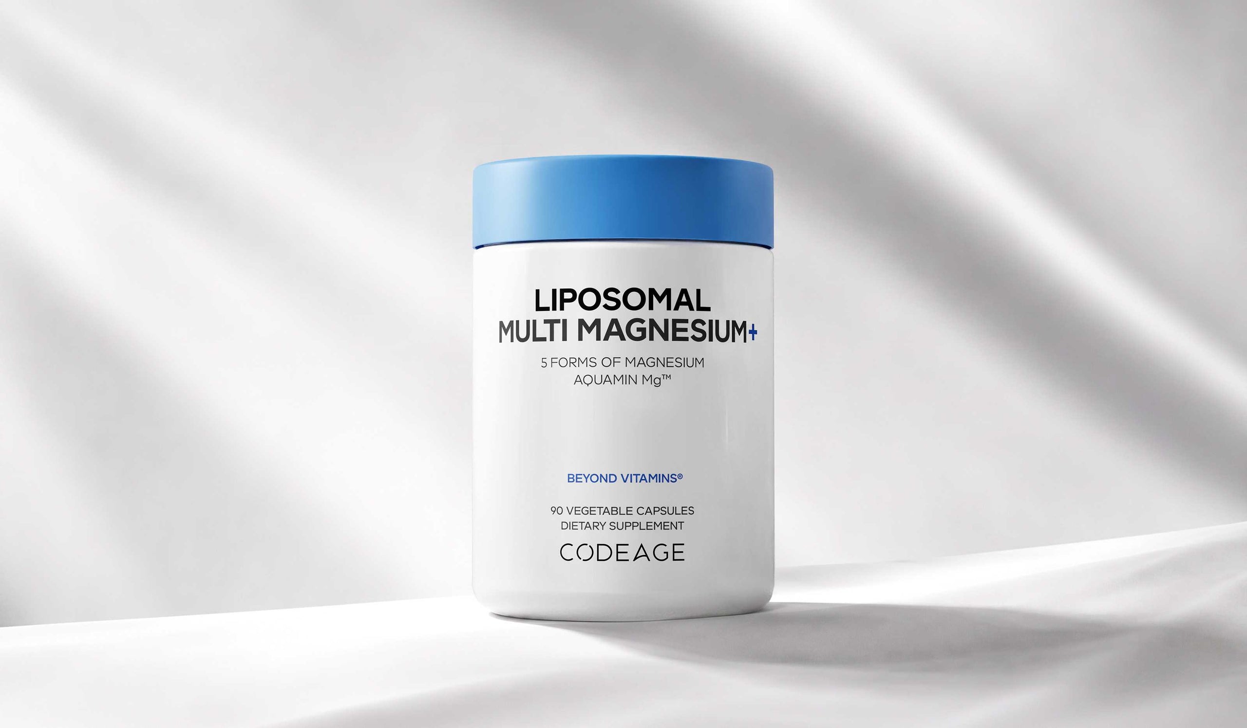 Container of Codeage Liposomal Multi Magnesium on a light gray background