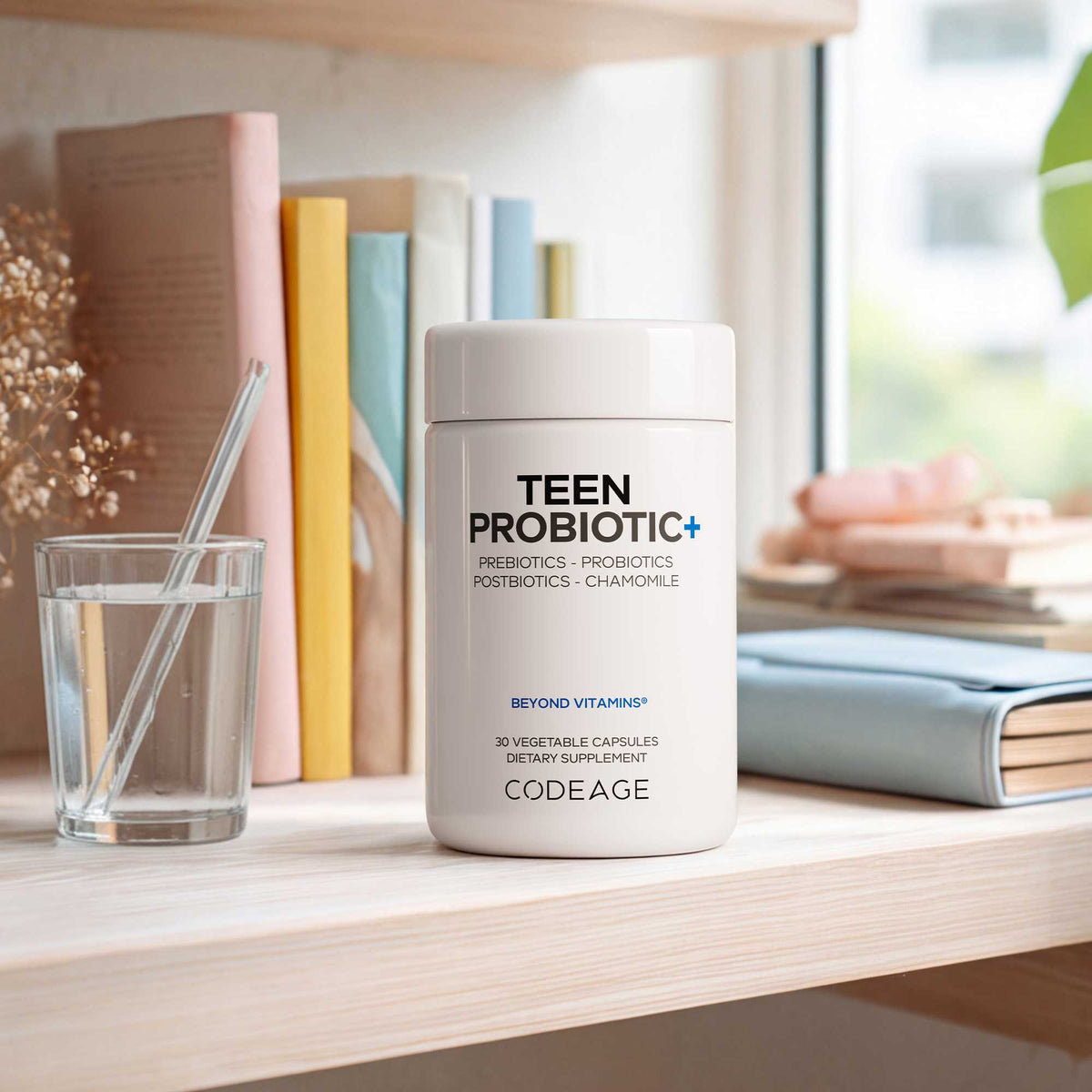 Codeage Teen Probiotic+ Blend 25 billion CFU, Prebiotic & Postbiotic ...