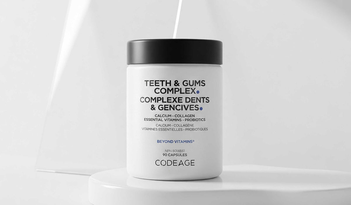 Codeage Teeth & Gums Complex, oral care supplement with calcium, collagen, probiotics, teeth vitamins