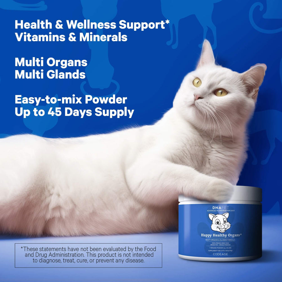 DNA PET Happy Healthy Organs for Cats Supplement Bovine Grass-fed vitamins minerals
