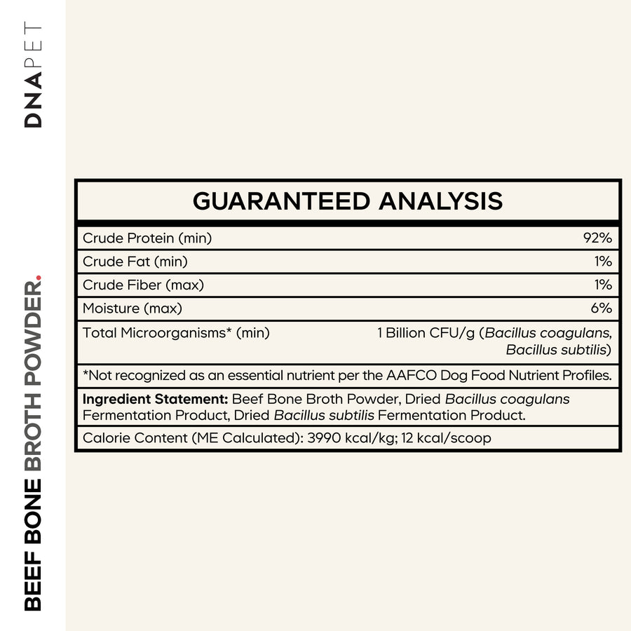 DNA PET Beef Bone Broth canine supplement with Probiotics