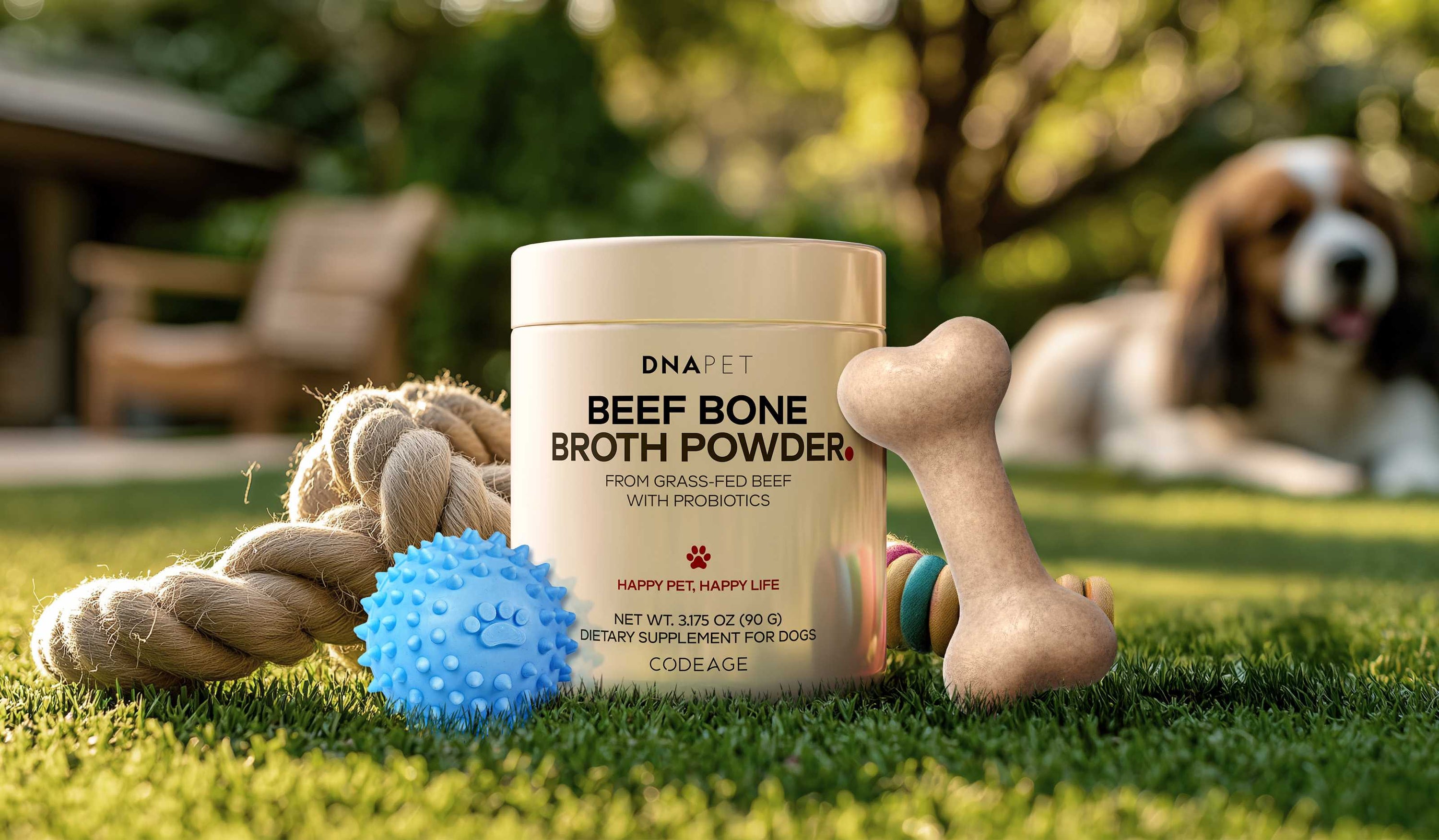 DNA PET Beef Bone Broth canine supplement with Probiotics