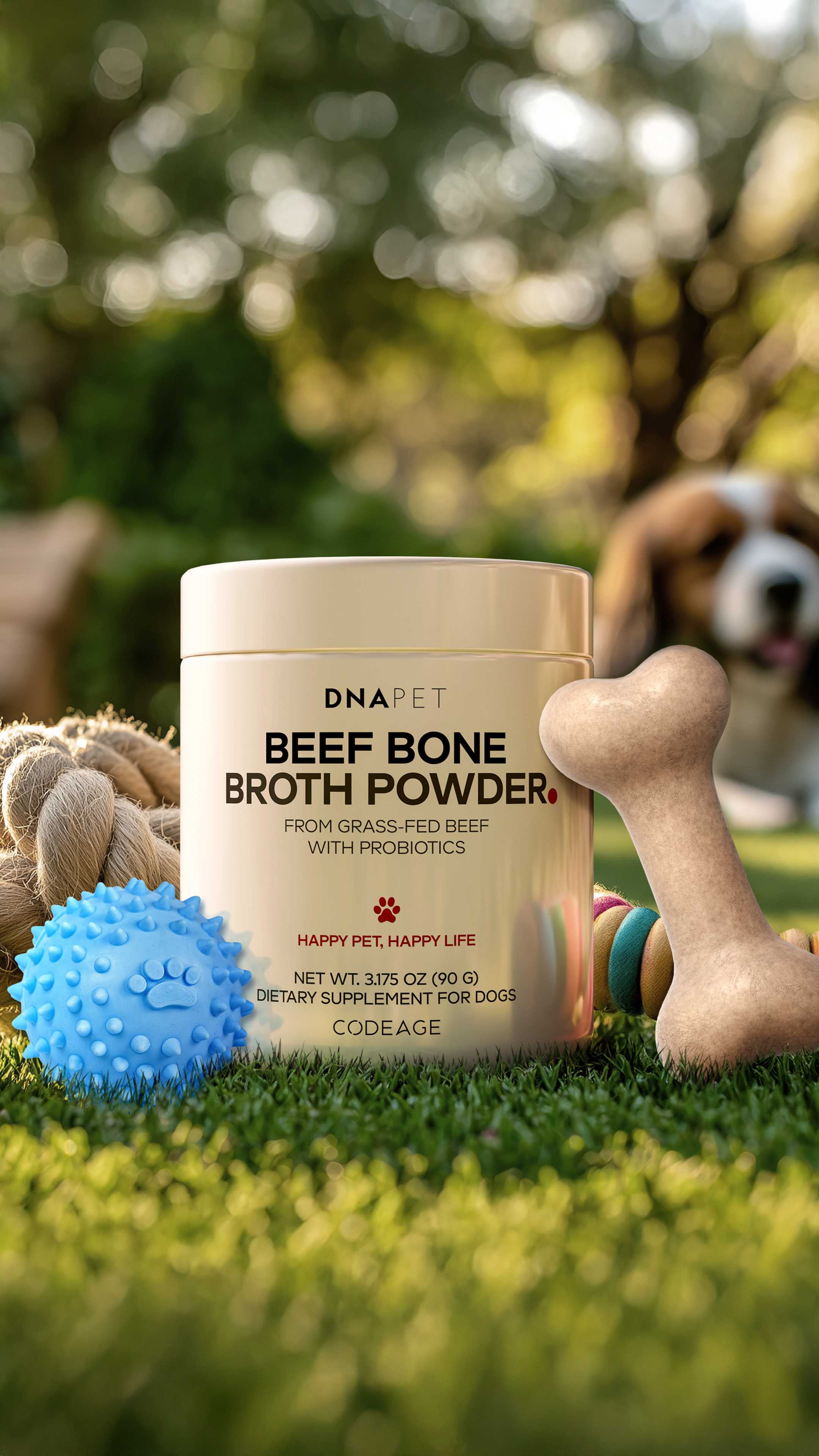DNA PET Beef Bone Broth canine supplement with Probiotics