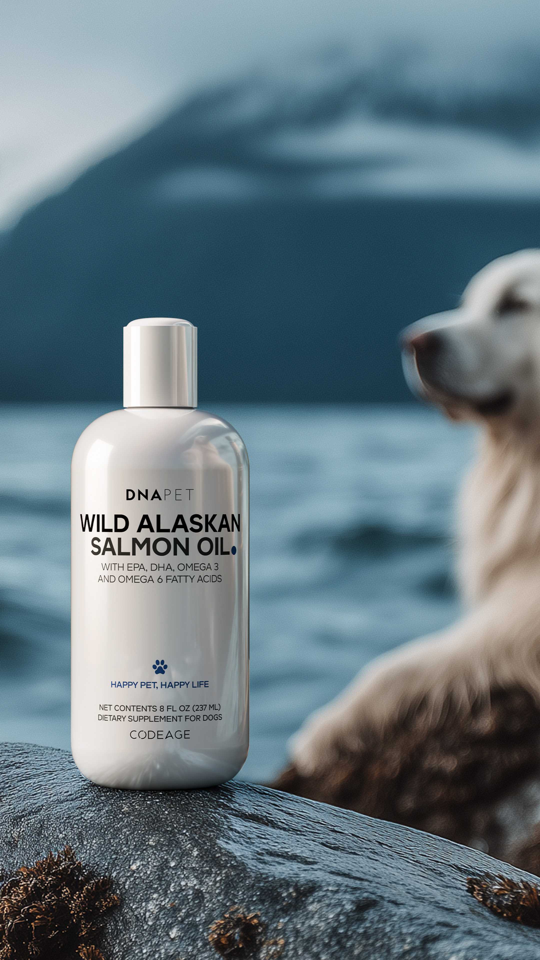DNA PET Wild Alaskan Salmon Oil - Dog Supplement Omega 3 EPA DHA Codeage DNA PET Wild Alaskan Salmon Oil - Dog Supplement Omega 3 EPA DHA Codeage