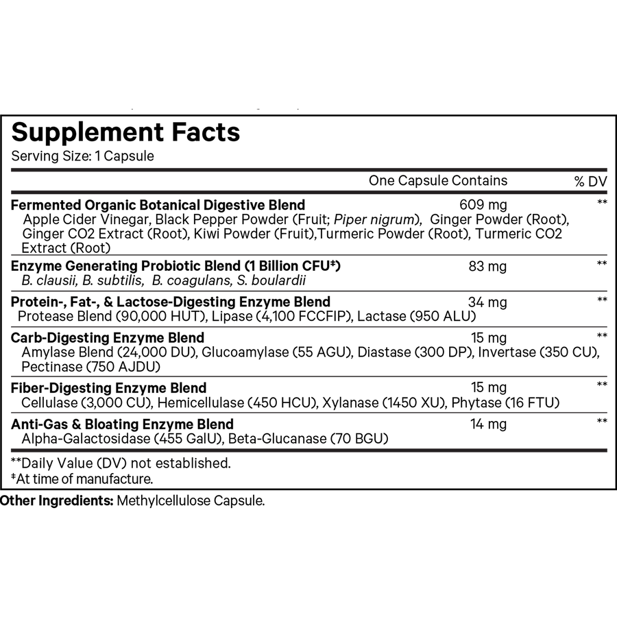 Codeage Fermented Enzymes Supplement Facts
