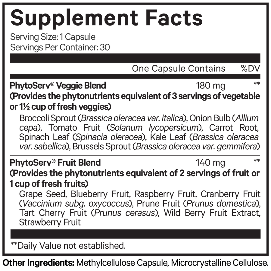Instantfood Five A Day Supplement Facts