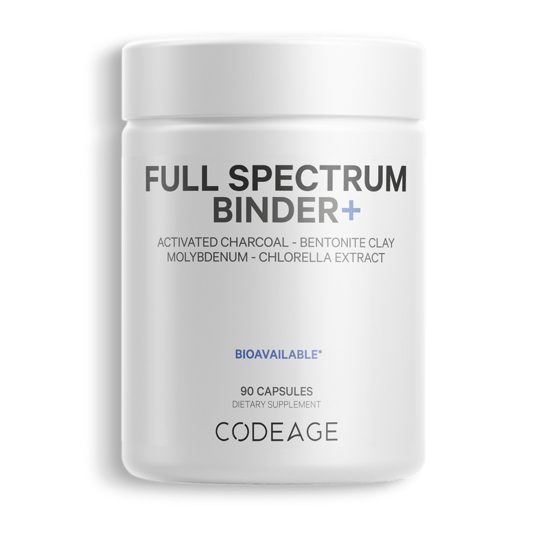 Codeage Toxin Binder Full Spectrum Vegan Plant Based Activated Charcoal Chlorella Front
