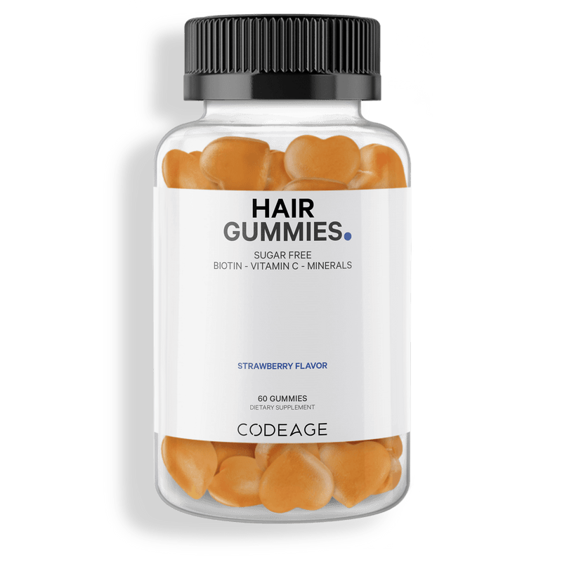 Codeage Hair Gummies supplement formula biotin, vitamins, inositol, zinc for hair