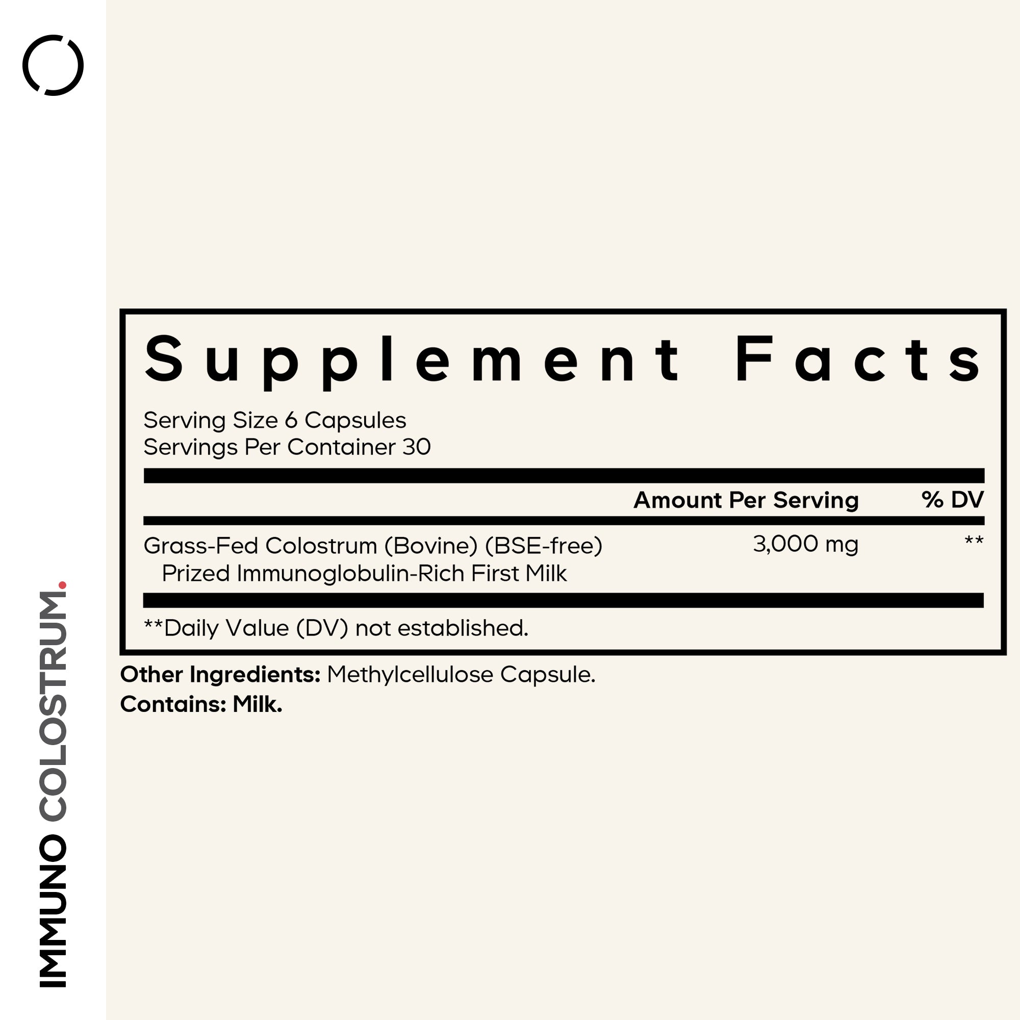 Codeage Immuno Colostrum Supplement Facts