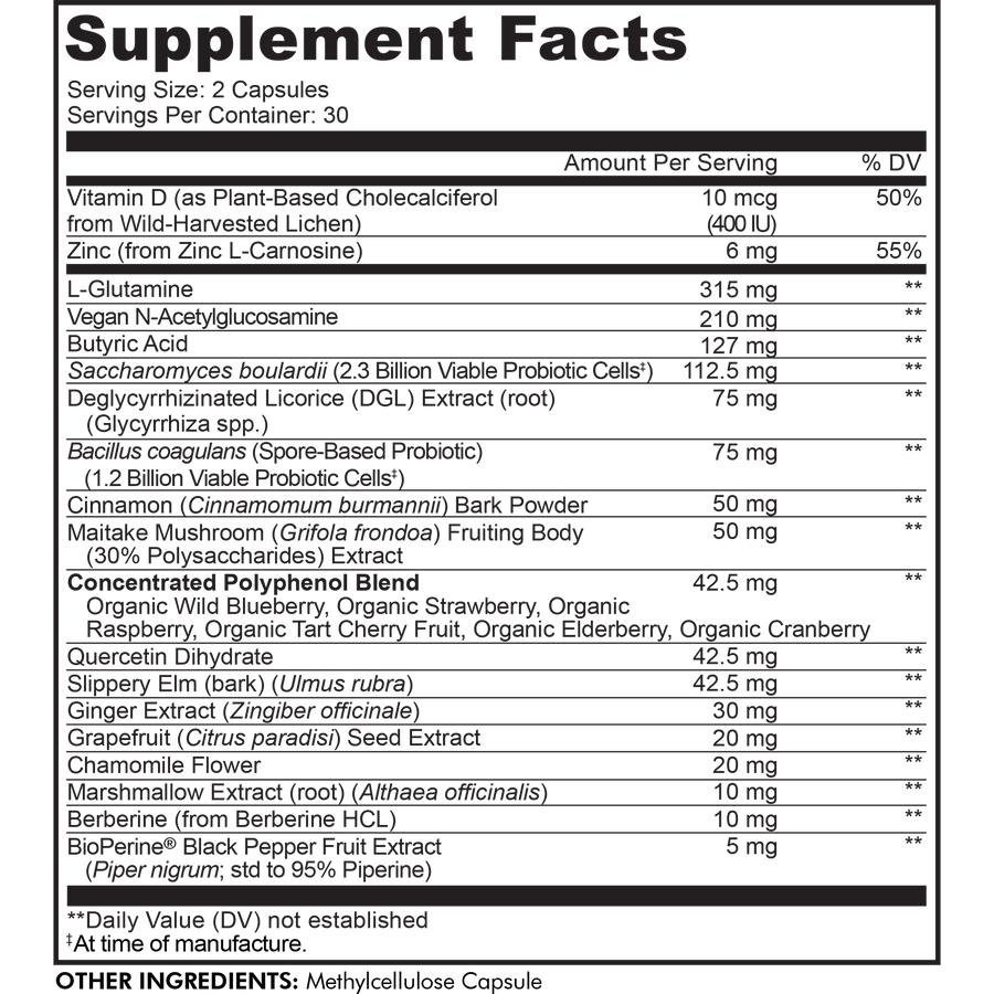 Codeage Leaky Gut Supplement Facts