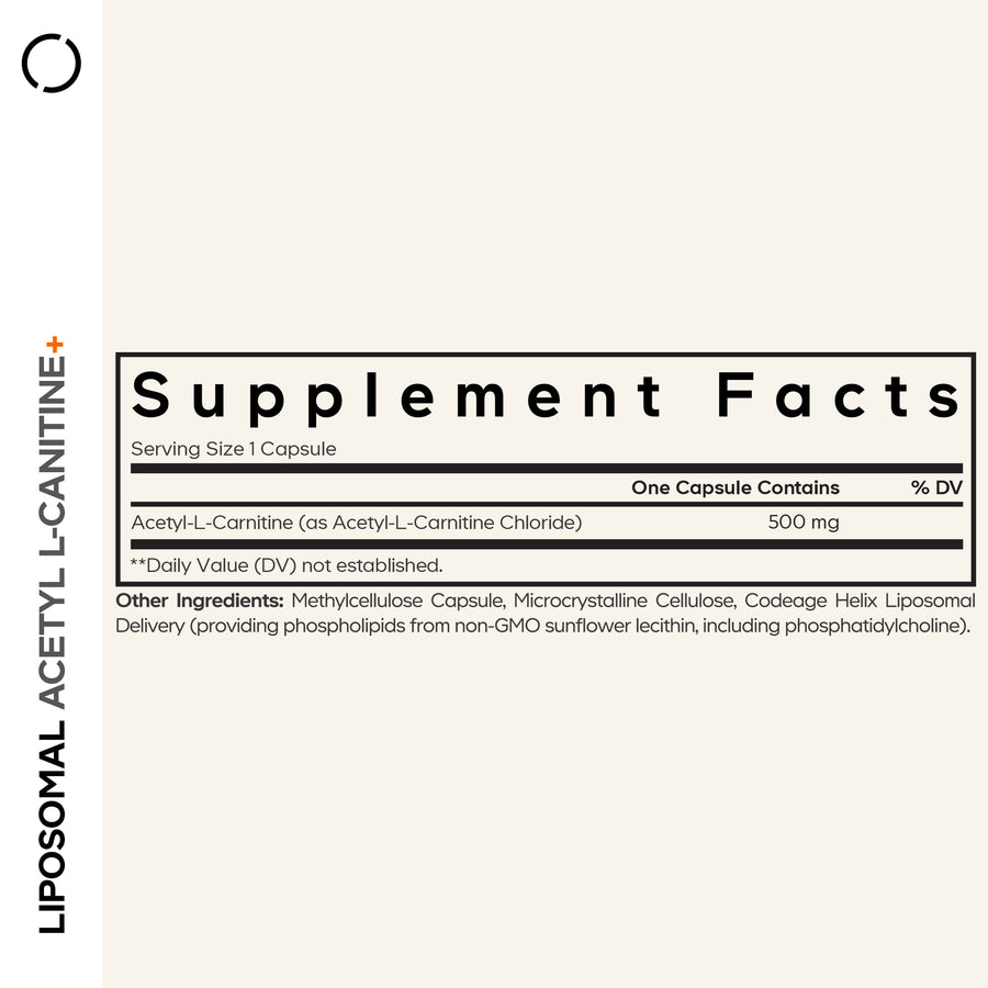 Codeage Liposomal Acetyl-L-Carnitine 500mg Supplement 3-Month Supply Codeage Liposomal Acetyl-L-Carnitine 500mg Supplement 3-Month Supply