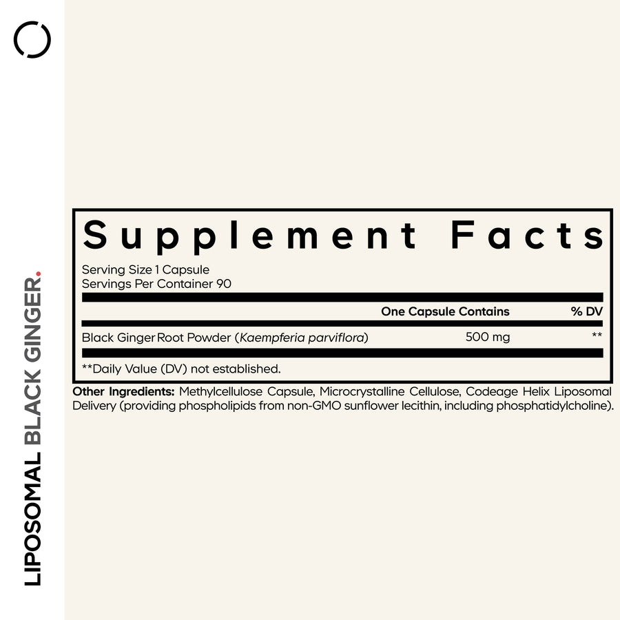 Codeage Liposomal Black Ginger Supplement Facts