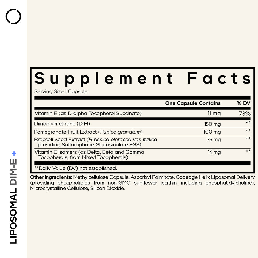 Codeage Liposomal Dim Supplement SGS for women men Vitamin E isomers Capsule supplement facts