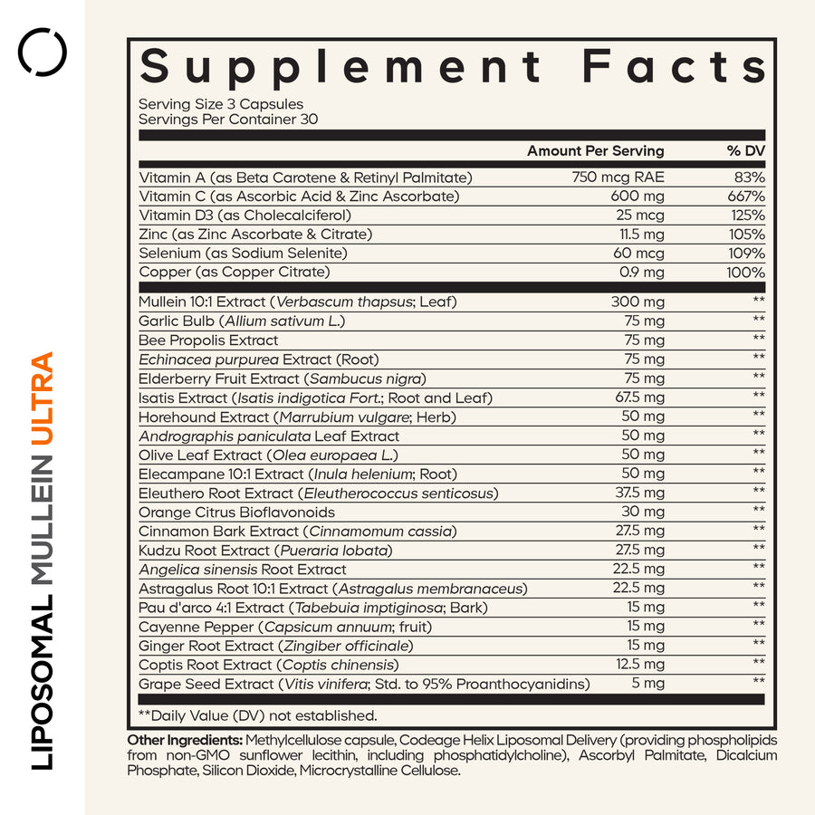 Codeage Liposomal Mullein Ultra Echinacea Elderberry Supplement