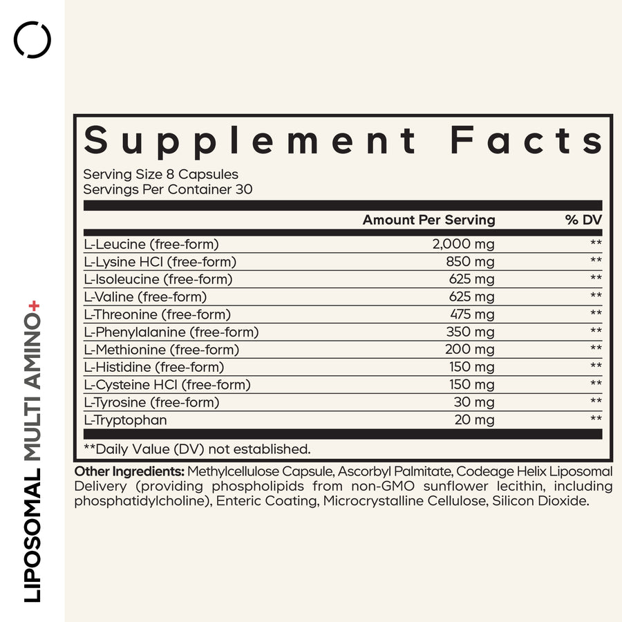Codeage Liposomal Multi Amino acids BCAA Supplements EAA Supplement Facts