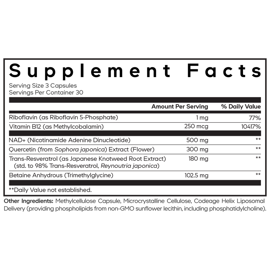 Codeage Liposomal NAD+ Ultra Supplement Resveratrol Quercetin Methylation Codeage Liposomal NAD+ Ultra Supplement Resveratrol Quercetin Methylation
