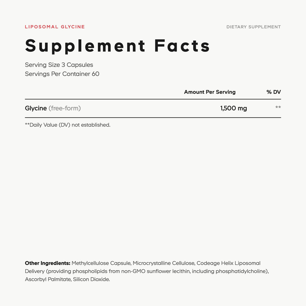 Codeage Liposomal Glycine Supplement Facts