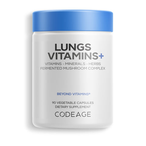 Codeage lungs health, breathing and respiratory support with minerals and essentials nutrients, vitamin E, fermented food and organic herbs