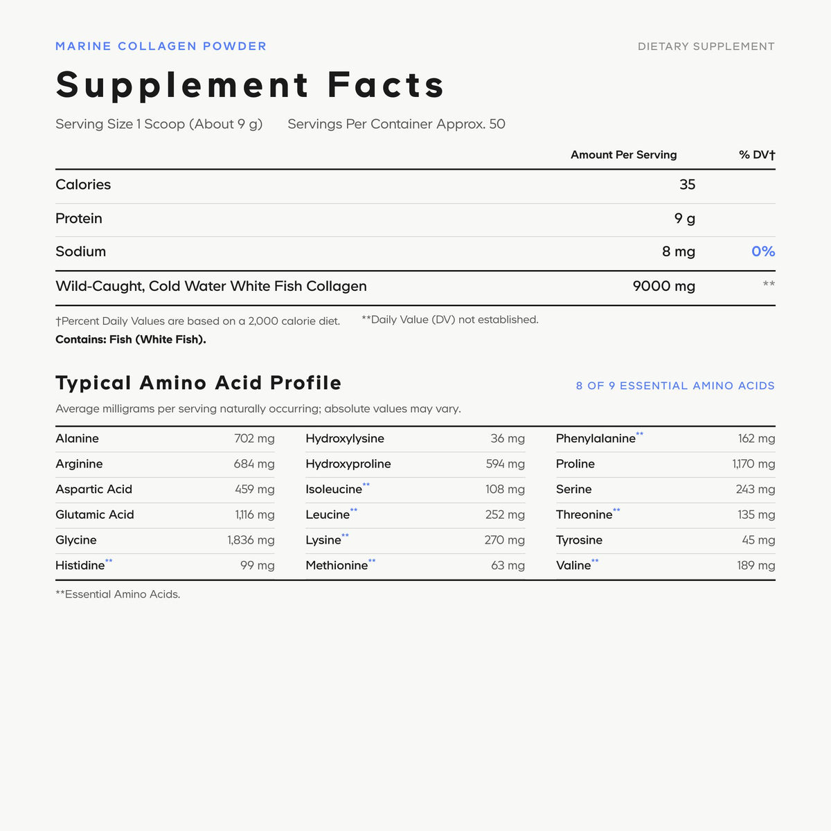Marine Collagen Powder Supplement Facts