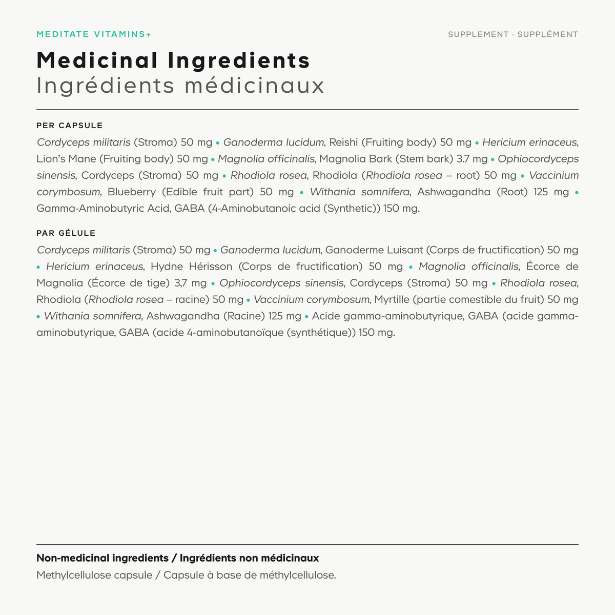 Codeage Meditate Vitamins supplement facts