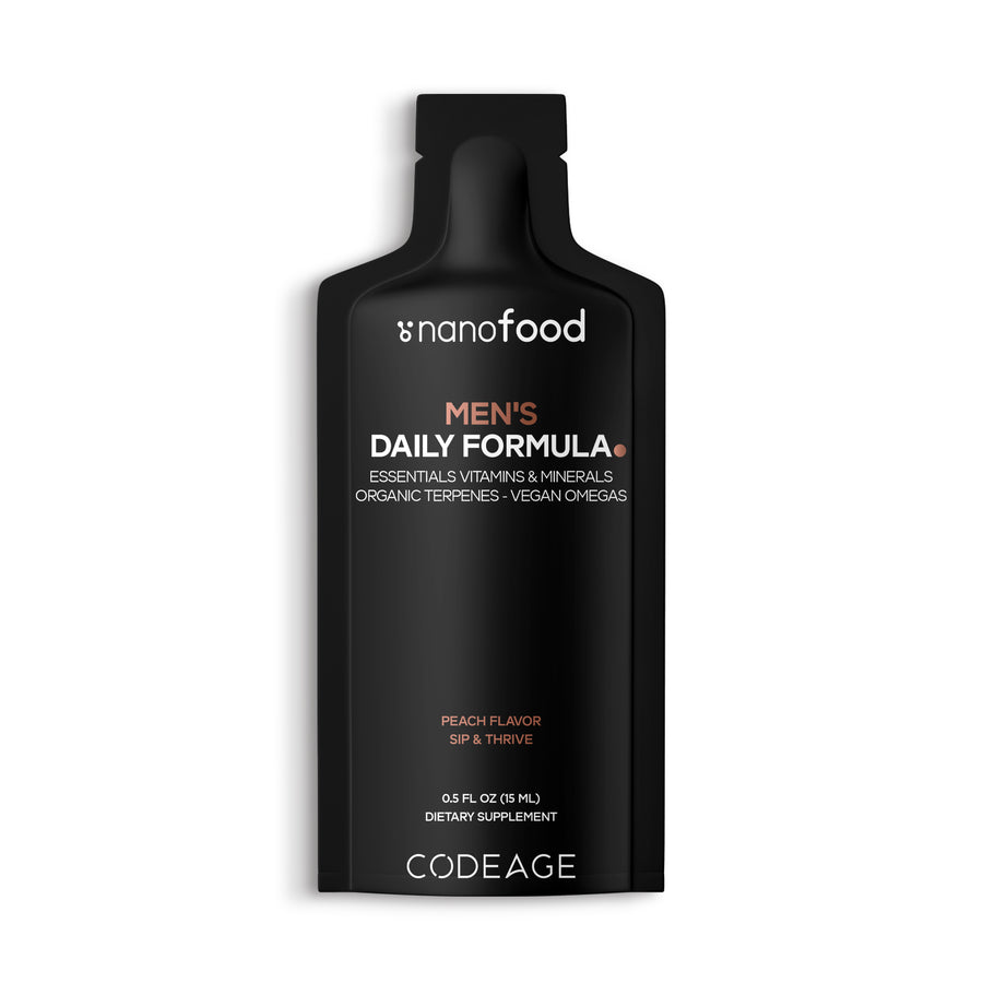 Codeage Nanofood Daily Liposomal Liquid Vitamin For Men Supplement, Multivitamin Sachet, Biotin, Omega-3 & Omega-9, Vitamins A, B, C, D, E, Folate, Niacin, Organic Blackberry & Berries Extracts, Vegan Sugar-Free Non-GMO Formula, 30 Individual Pouches