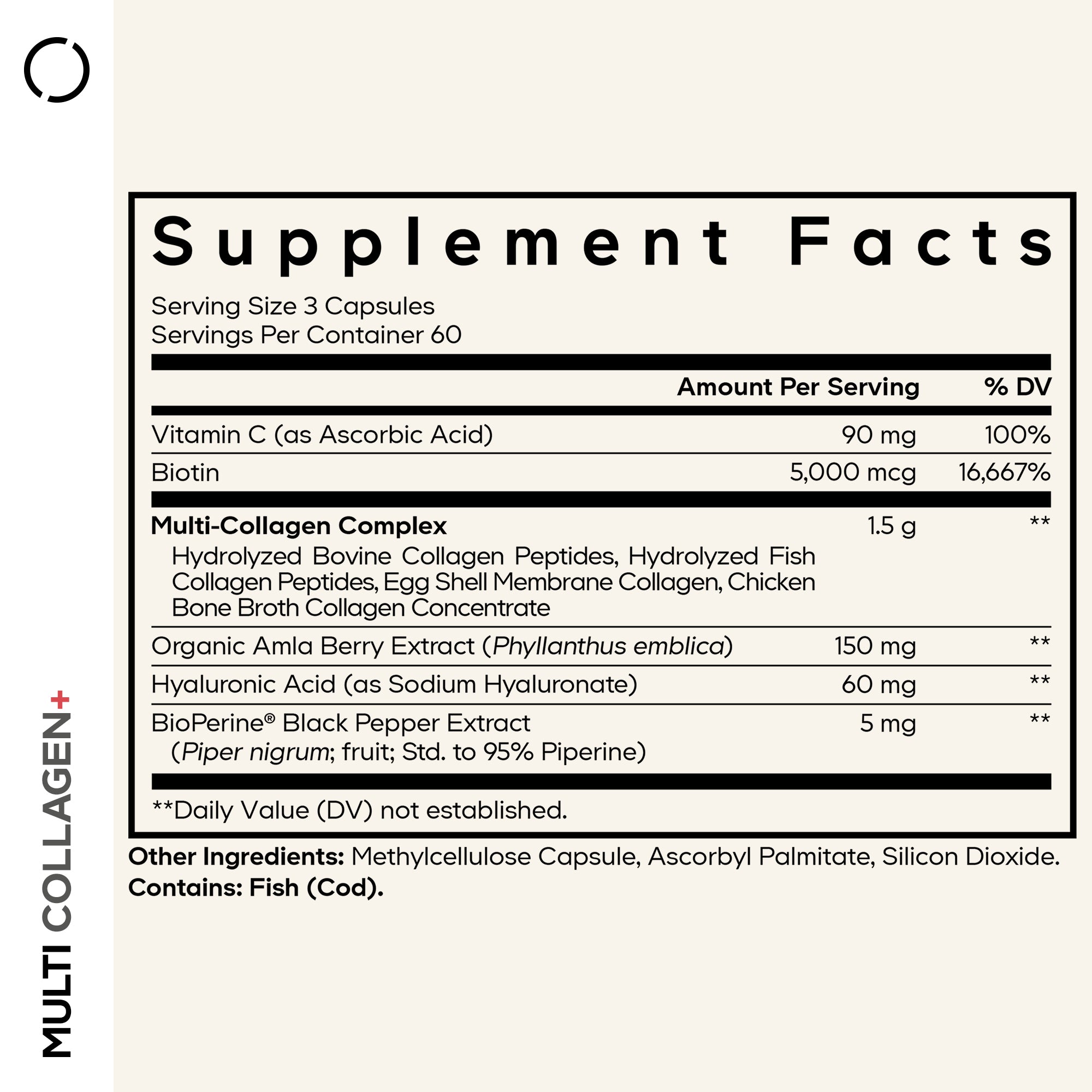Codeage Multi Collagen+ Capsules Supplement Facts