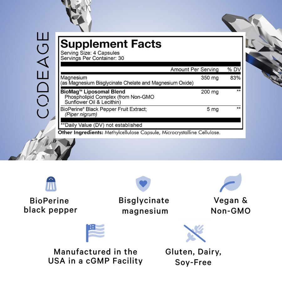 Codeage Liposomal Magnesium Glycinate Supplement Facts