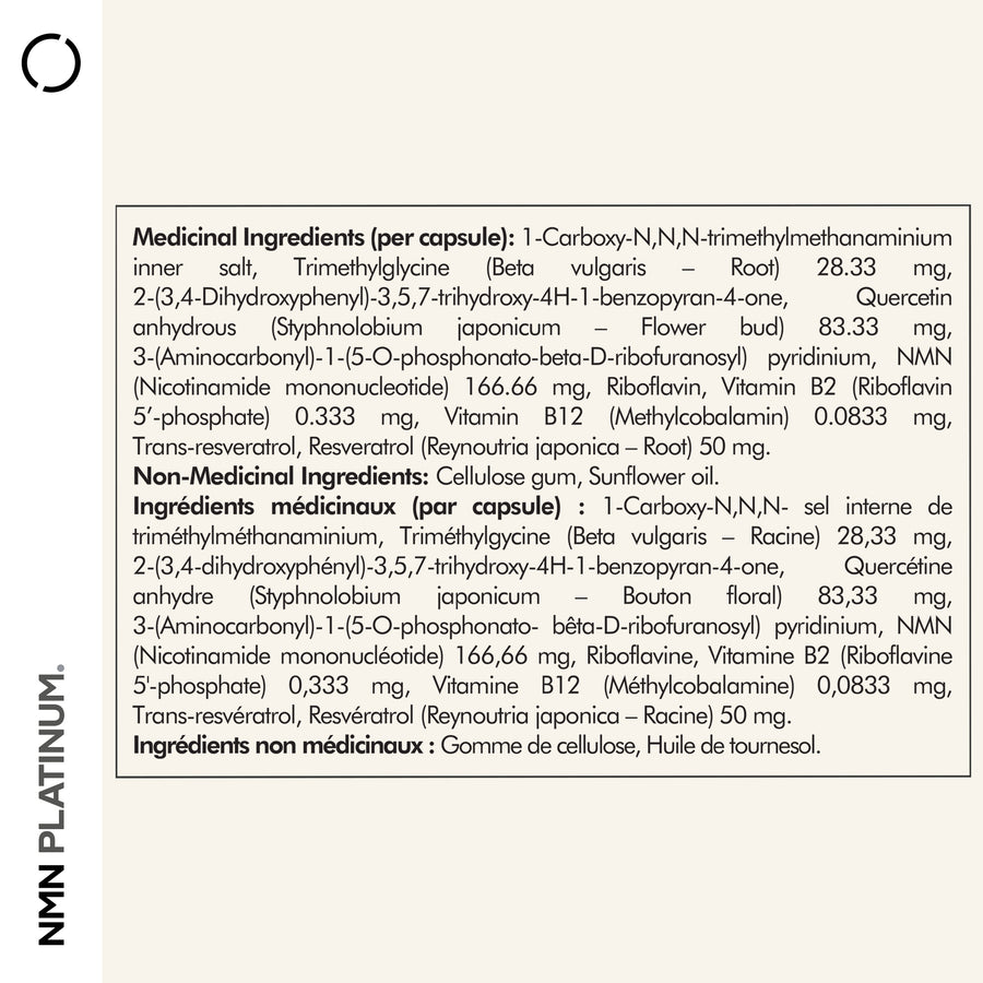 Codeage NMN Supplement Resveratrol Quercetin, Supplement Facts