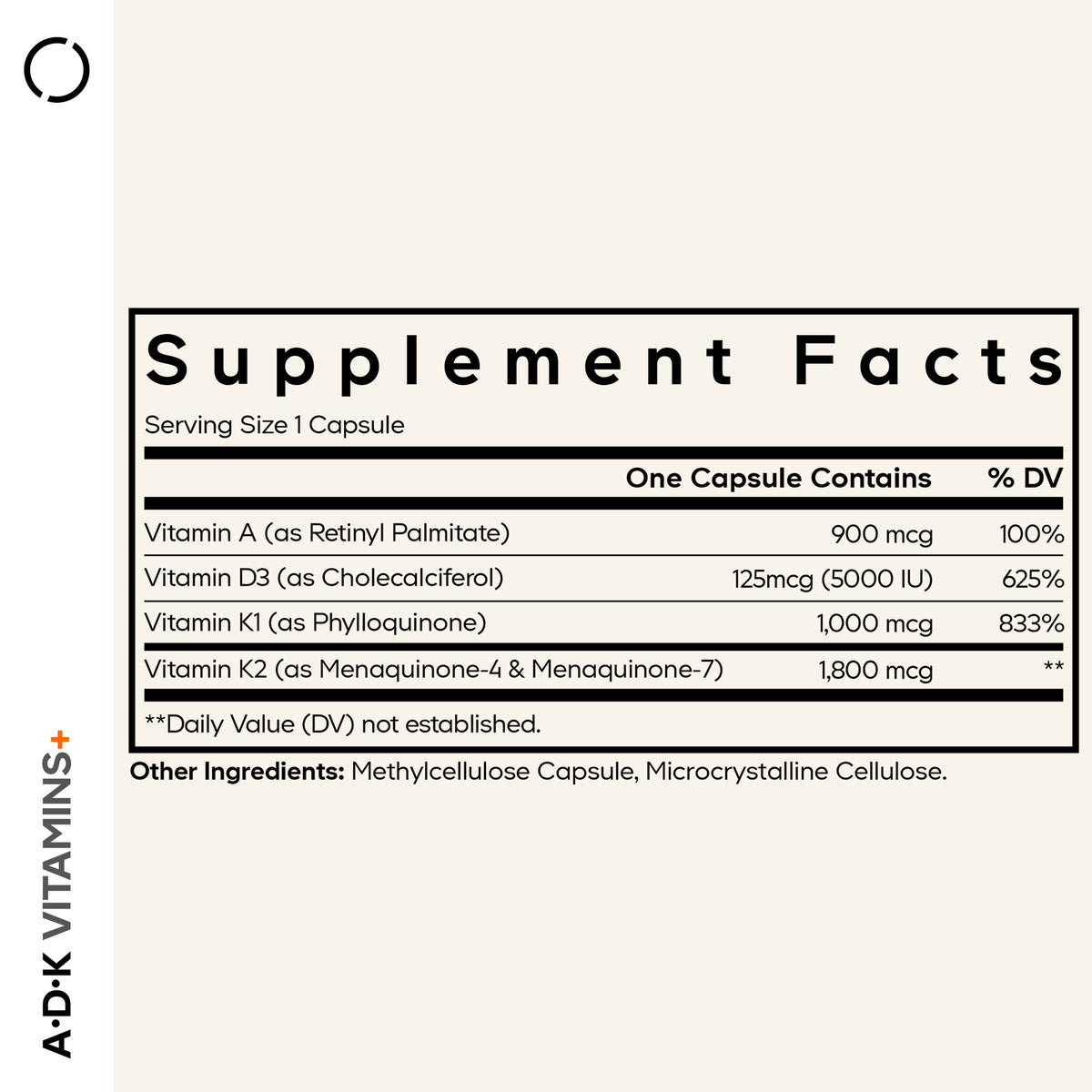 Codeage ADK Supplement Facts