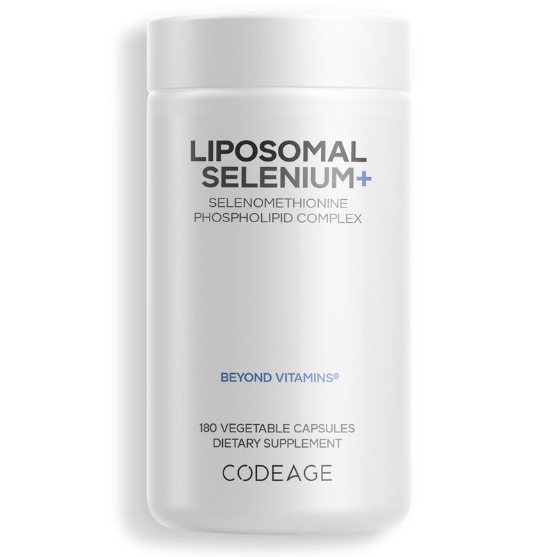 Codeage Liposomal Selenium Supplement 180 Capsules, 6-Month Supply, Trace Mineral Cofactor Selenomethionine  Liposomal Delivery, Vegan