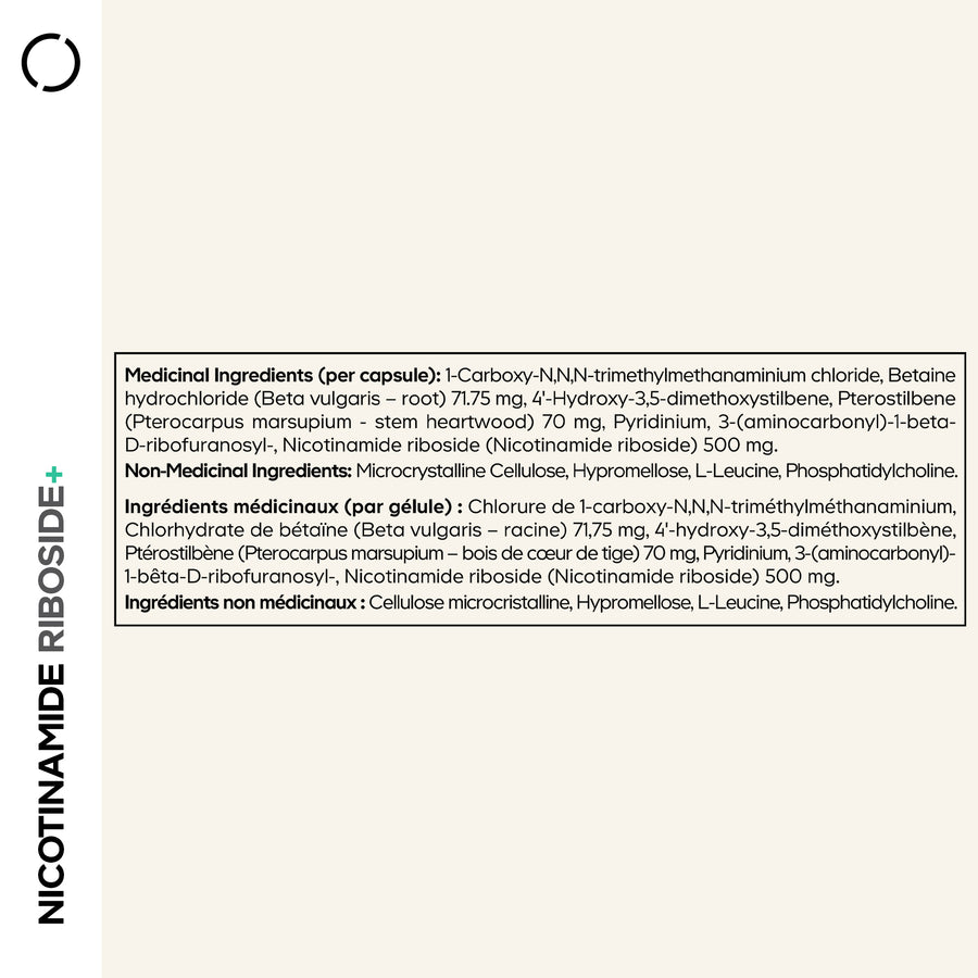 Codeage Liposomal Nicotinamide Riboside Supplement NR+ Capsule -Supplement Facts