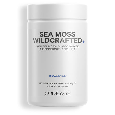 Codeage Wildcrafted Sea Moss supplement, bladderwrack, burdock root, spirulina