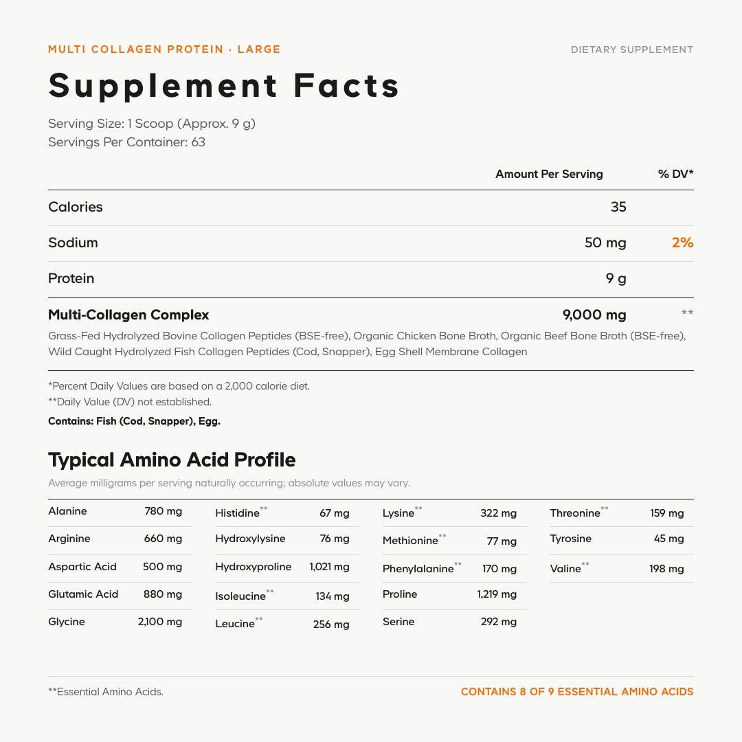 Codeage Multi Collagen Powder Peptides Protein Supplement Facts