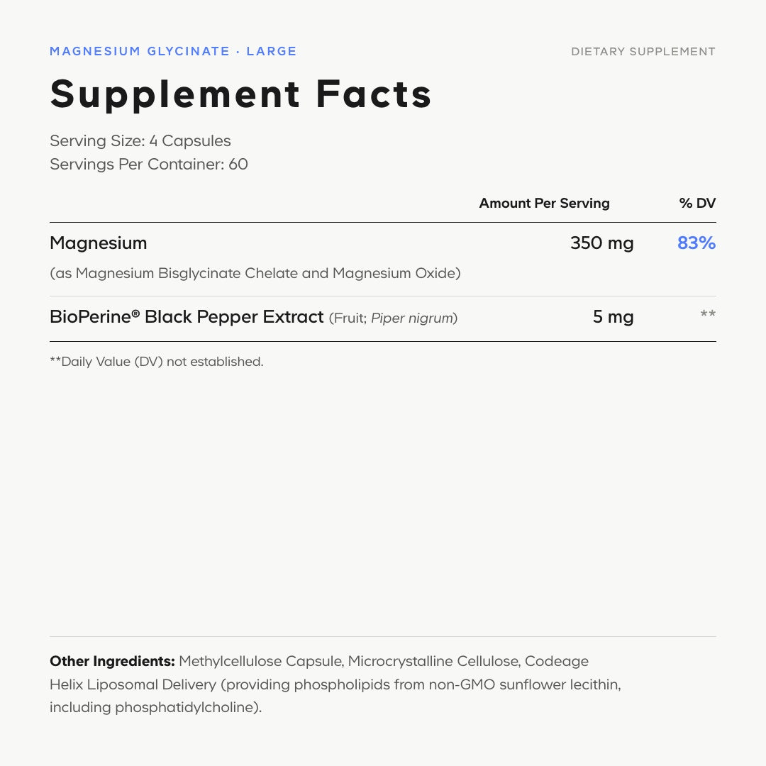 Codeage Liposomal Magnesium Glycinate Supplement Facts