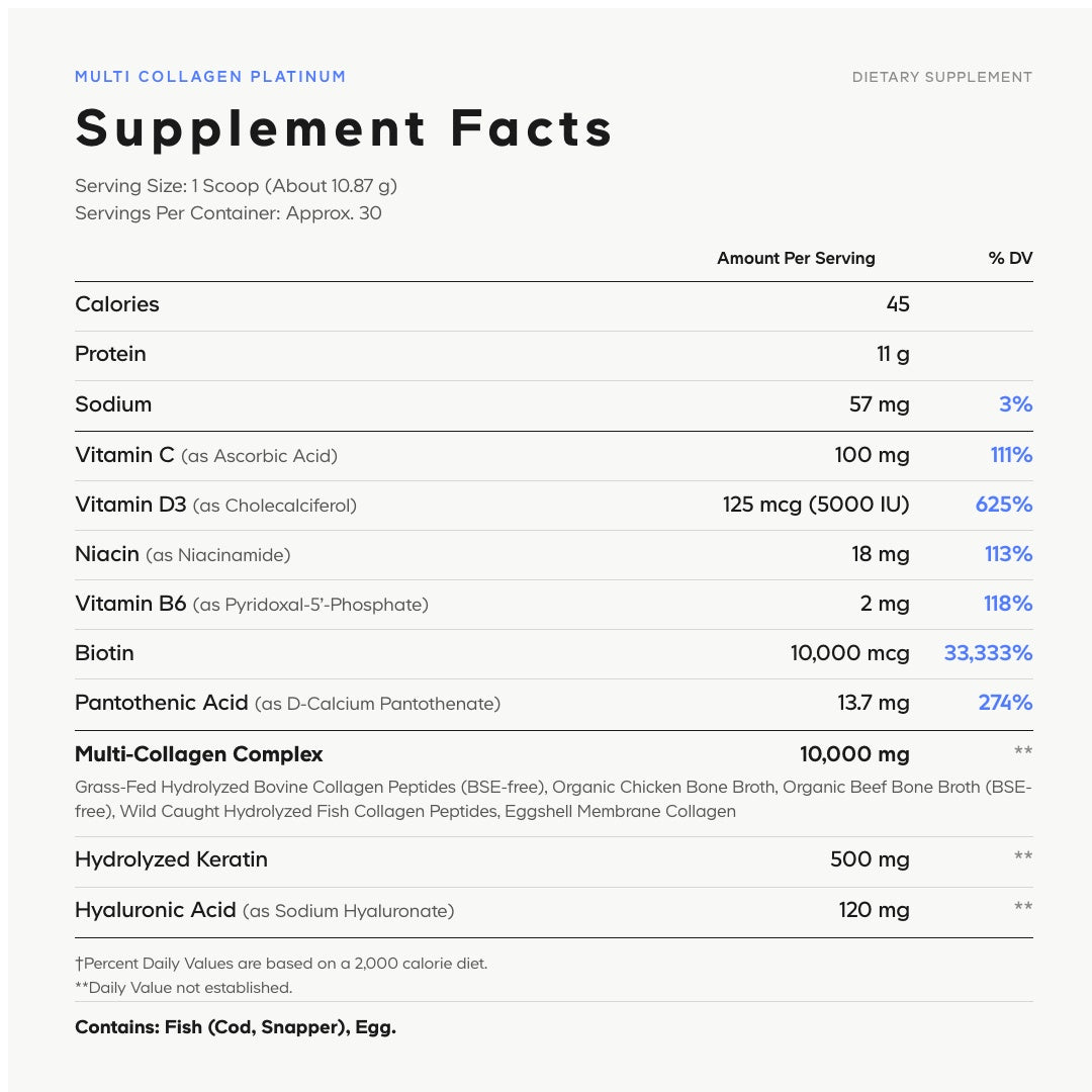 Codeage Multi Collagen Platinum Supplement Facts