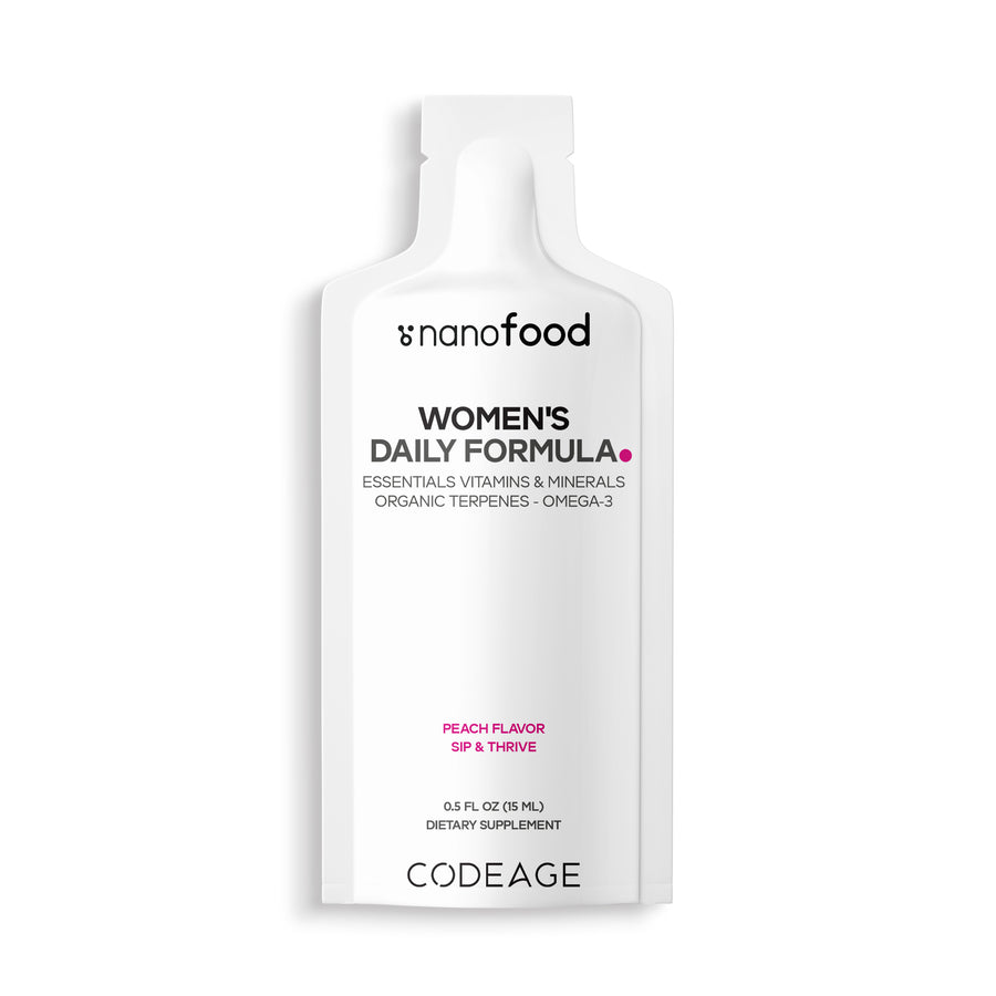 Codeage Nanofood Liposomal Women's Daily Vitamins Liquid Pouch Formula, Vegan Omega-3 Liquid Multivitamin Supplement, B Vitamin Complex Supplement for Women, Biotin, Vitamins A, B, C, D, E, Riboflavin, Berry Terpenes, Sugar-Free & Non-GMO