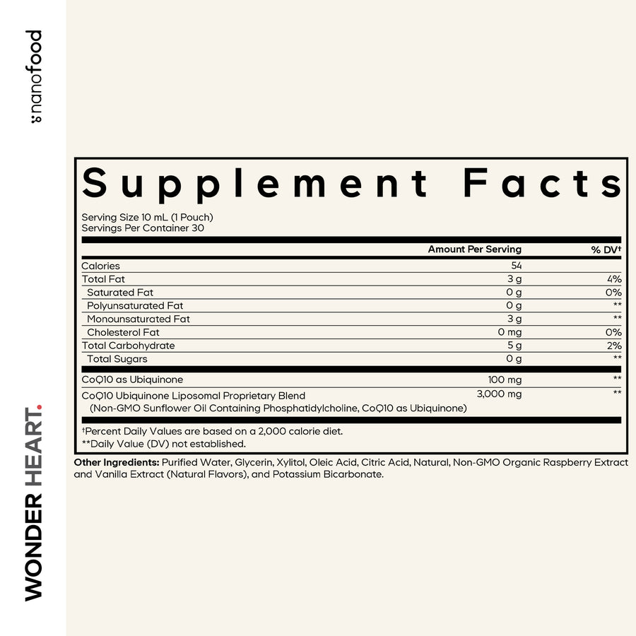 Codeage Nanofood Wonder Heart Liquid CoQ10 Supplement Facts