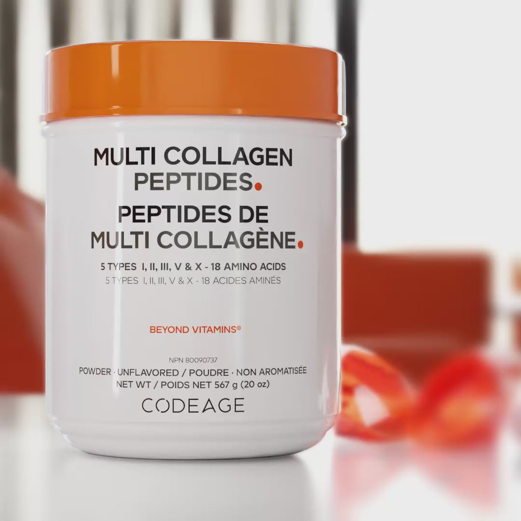 Codeage Multi Collagen Peptides powder unflavored, 5 collagen types 1, 2, 3, 5 & 10, hydrolyzed collagen peptides