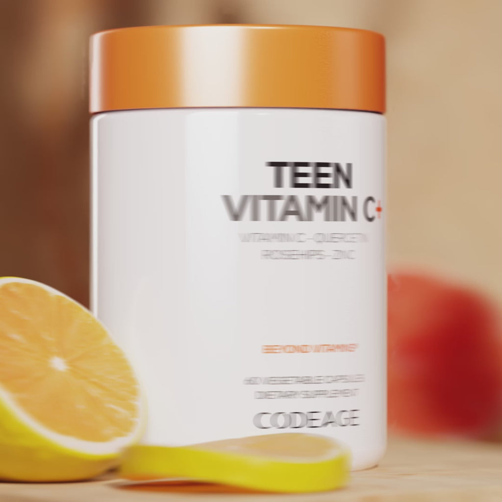 Codeage Teen Vitamin C supplement for teenagers, immunity supplement with vitamin C, Rosehips, Zinc and Quercetin.