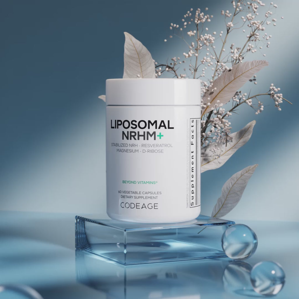 Codeage Liposomal NRHM+,  NR Supplement Nicotinamide Riboside Hydrogen Malate with Resveratrol, D-Ribose, and Quercetin. 