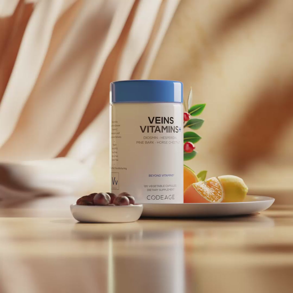 Codeage Veins Vitamins+ Supplement – Diosmin, Hesperidin, Horse Chestnut, Butcher’s Broom, Gotu Kola, Pine Bark & Vitamin C – Leg Vein  & Circulation Support 
