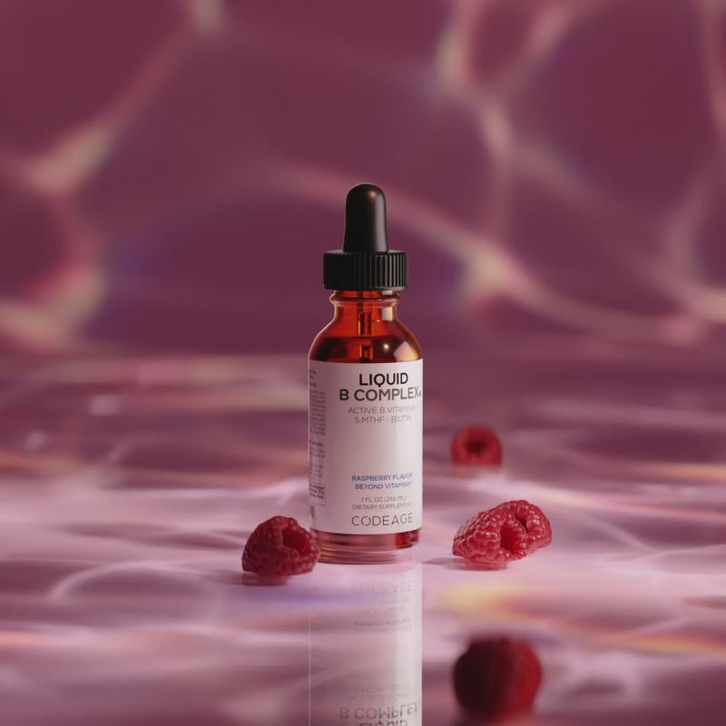Codeage Liquid B-Complex supplement, Thiamine B1, Riboflavin B2, B3, B5, B6, Biotin B7, Active Methylated B9 Folate & Methylcobalamin B12