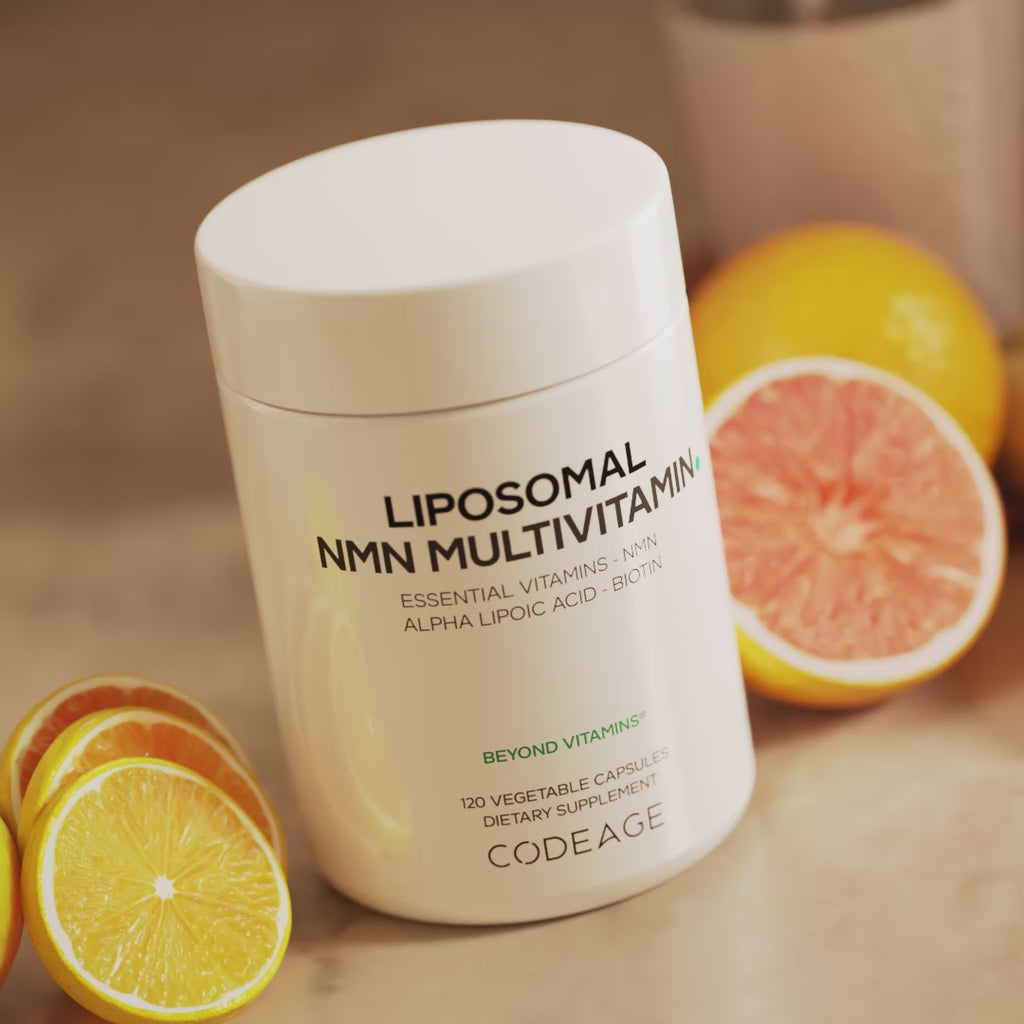 Codeage Liposomal NMN Multivitamin, nicotinamide mononucleotide supplement, vitamins A, C, D3 K2, E and B-complex.