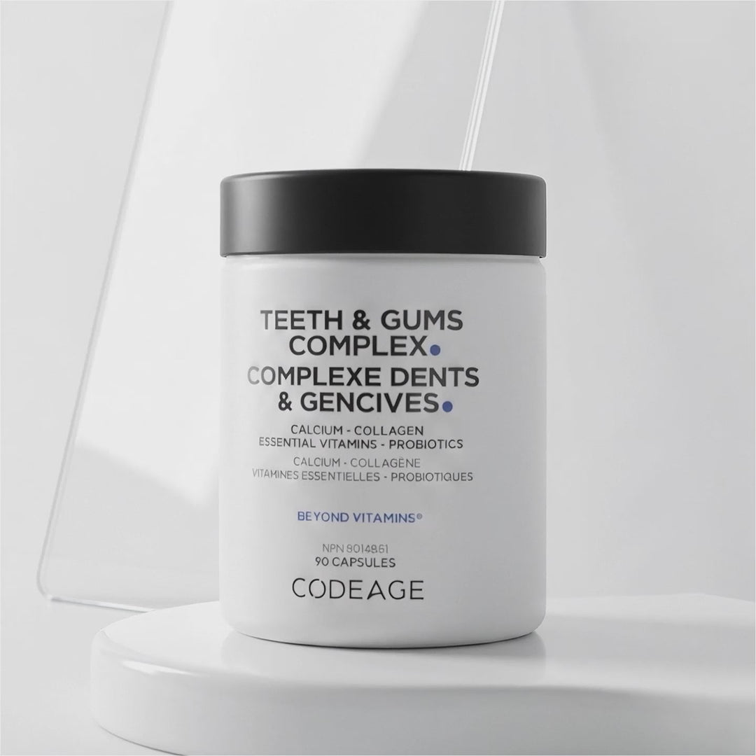 Codeage Teeth & Gums Complex, oral care supplement with calcium, collagen, probiotics, teeth vitamins