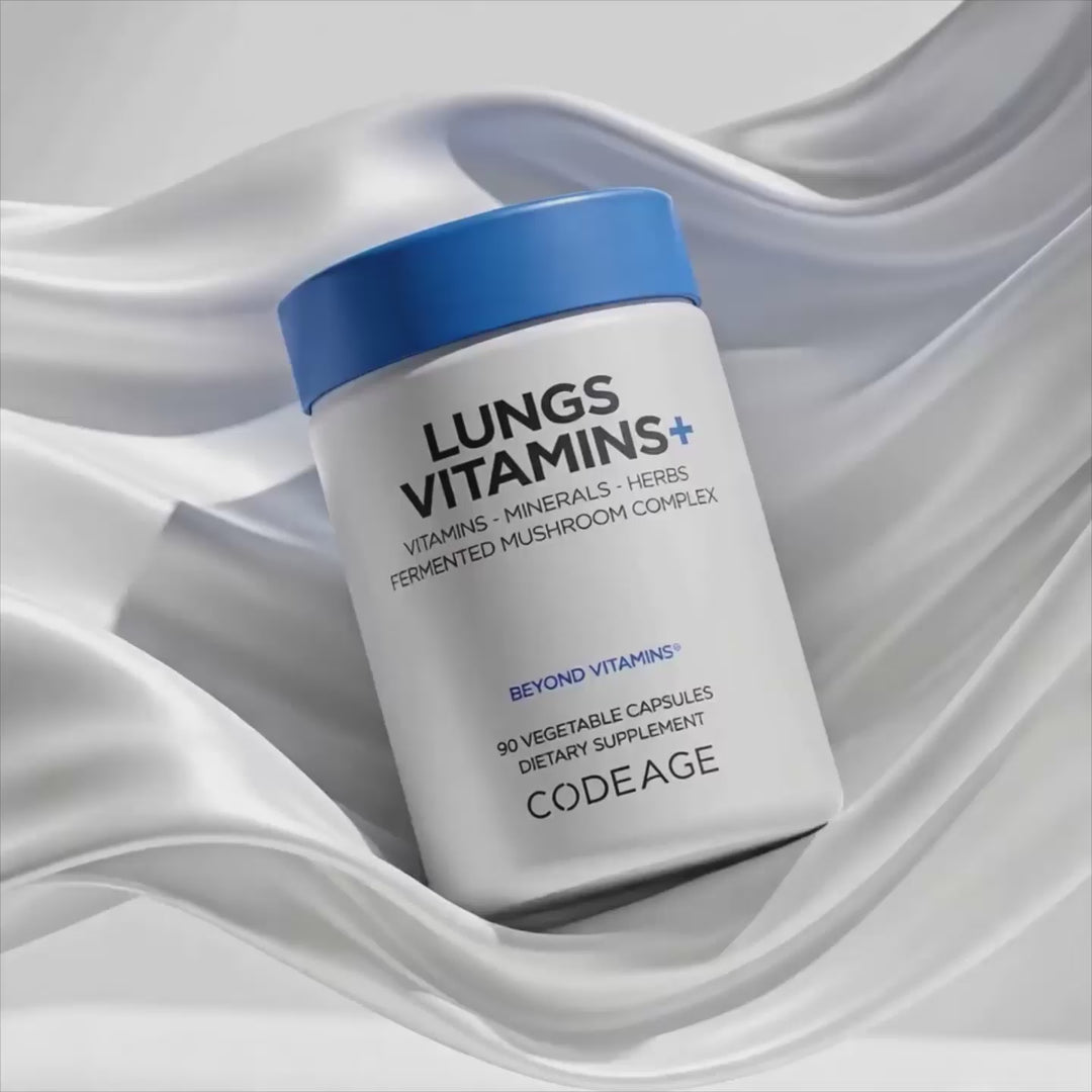 Codeage lungs health, breathing and respiratory support with minerals and essentials nutrients, vitamin E, fermented food and organic herbs